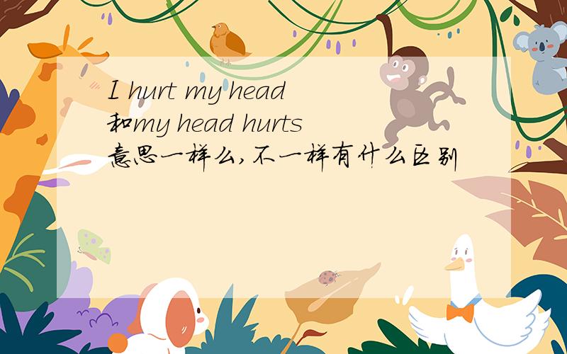 I hurt my head和my head hurts意思一样么,不一样有什么区别