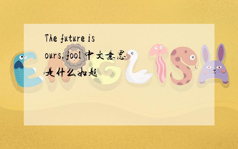 The future is ours,fool 中文意思是什么如题