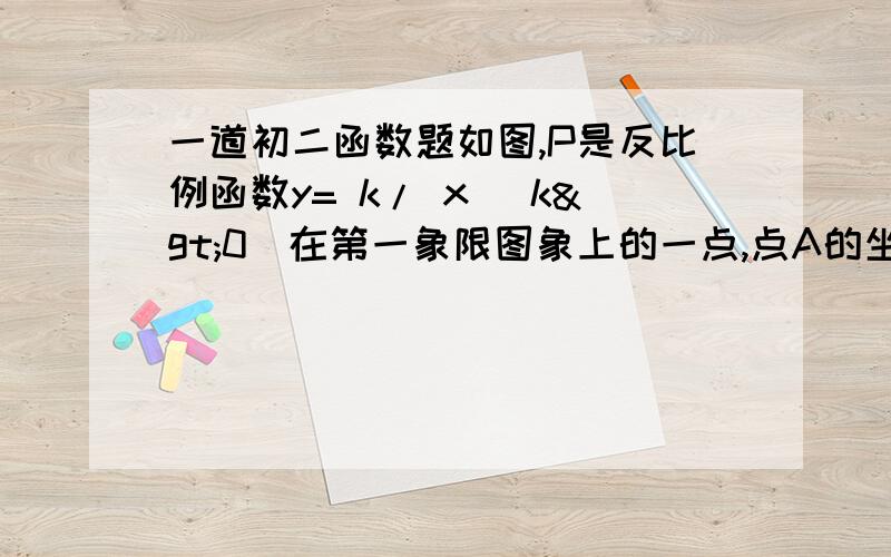 一道初二函数题如图,P是反比例函数y= k/ x (k>0)在第一象限图象上的一点,点A的坐标为(2,0).&nb