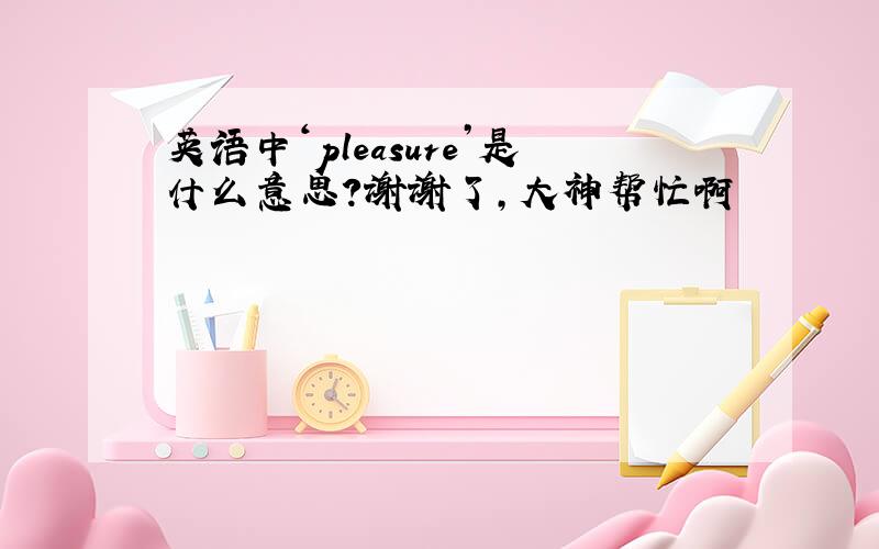 英语中‘pleasure’是什么意思?谢谢了,大神帮忙啊