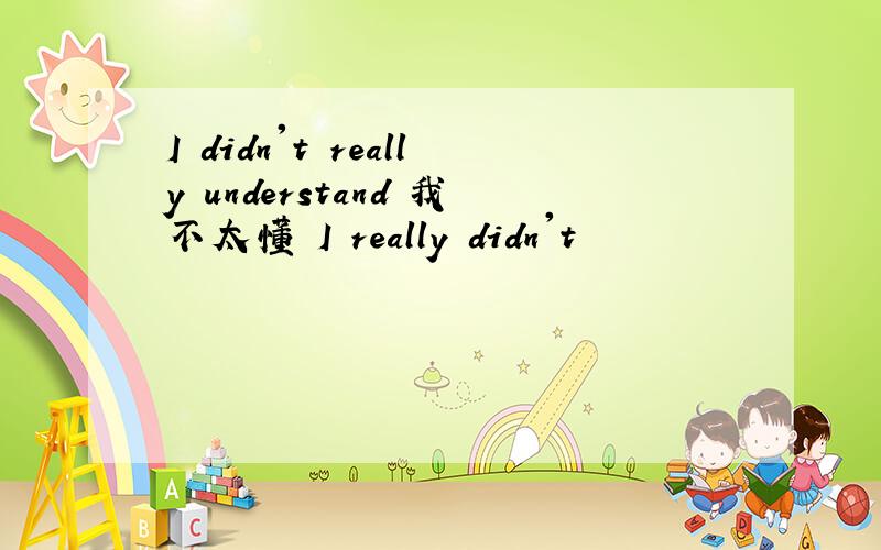 I didn't really understand 我不太懂 I really didn't