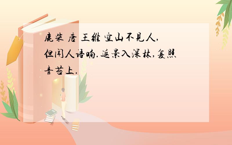 鹿柴 唐 王维 空山不见人,但闻人语响.返景入深林,复照青苔上.