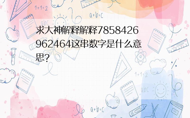 求大神解释解释7858426962464这串数字是什么意思?