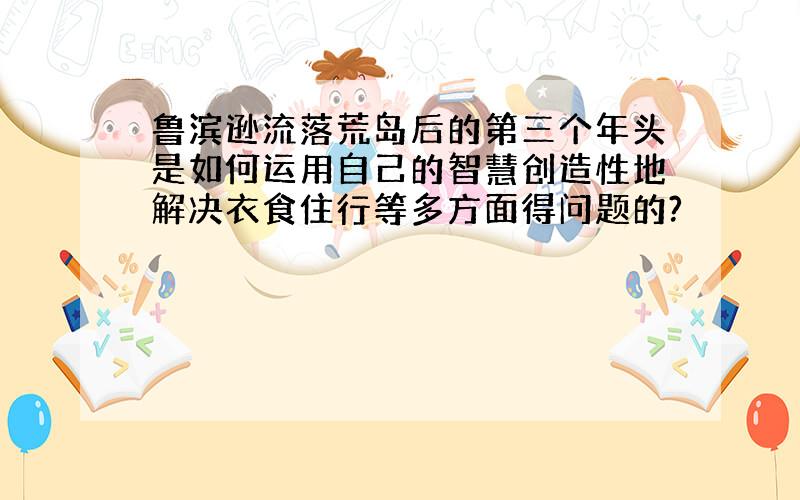 鲁滨逊流落荒岛后的第三个年头是如何运用自己的智慧创造性地解决衣食住行等多方面得问题的?