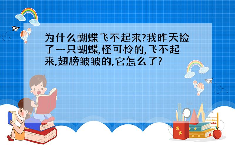 为什么蝴蝶飞不起来?我昨天捡了一只蝴蝶,怪可怜的,飞不起来,翅膀皱皱的,它怎么了?