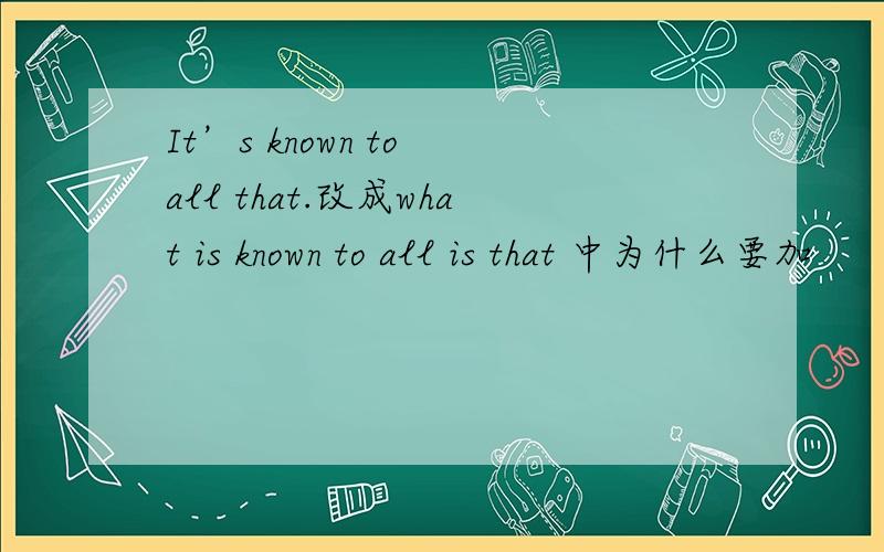 It’s known to all that.改成what is known to all is that 中为什么要加