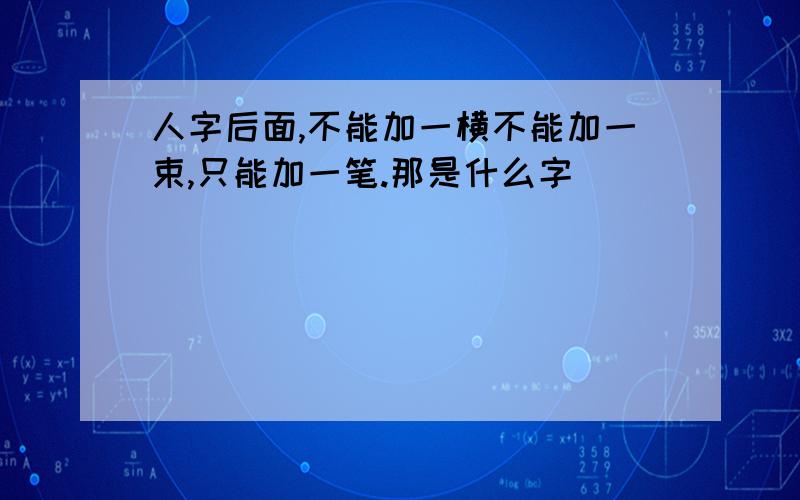 人字后面,不能加一横不能加一束,只能加一笔.那是什么字