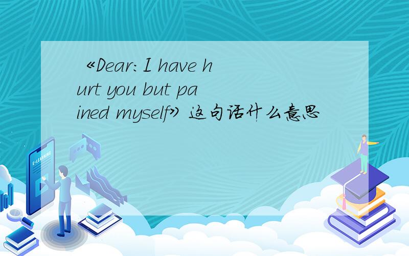 《Dear:I have hurt you but pained myself》这句话什么意思