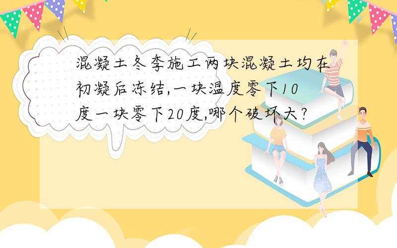 混凝土冬季施工两块混凝土均在初凝后冻结,一块温度零下10度一块零下20度,哪个破坏大?