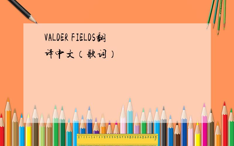 VALDER FIELDS翻译中文（歌词）