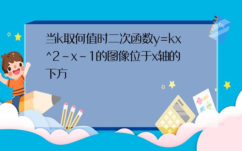 当k取何值时二次函数y=kx^2-x-1的图像位于x轴的下方