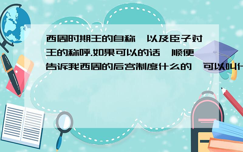 西周时期王的自称,以及臣子对王的称呼.如果可以的话,顺便告诉我西周的后宫制度什么的,可以叫什么妃.