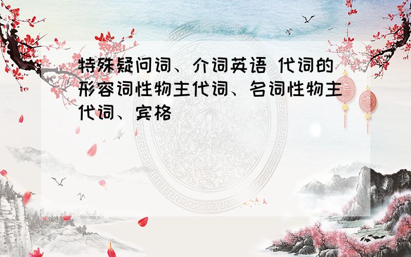 特殊疑问词、介词英语 代词的形容词性物主代词、名词性物主代词、宾格