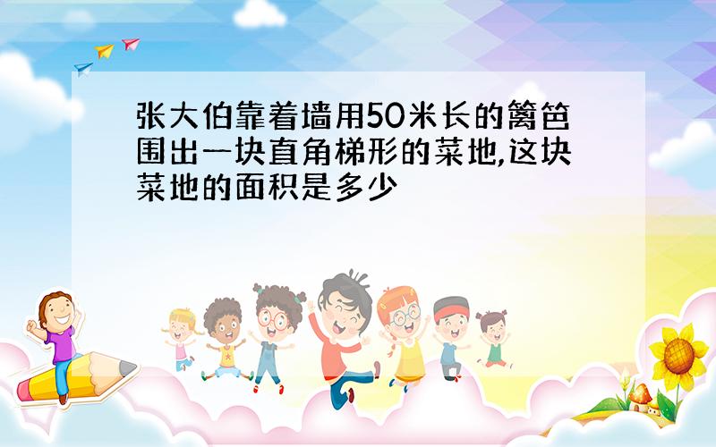 张大伯靠着墙用50米长的篱笆围出一块直角梯形的菜地,这块菜地的面积是多少