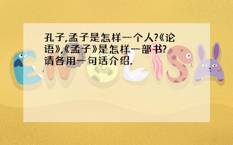 孔子,孟子是怎样一个人?《论语》,《孟子》是怎样一部书?请各用一句话介绍.