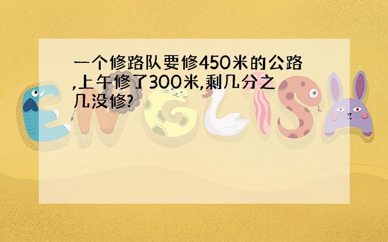 一个修路队要修450米的公路,上午修了300米,剩几分之几没修?