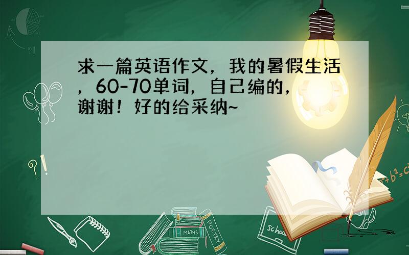 求一篇英语作文，我的暑假生活，60-70单词，自己编的，谢谢！好的给采纳~