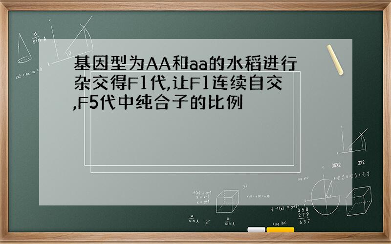 基因型为AA和aa的水稻进行杂交得F1代,让F1连续自交,F5代中纯合子的比例