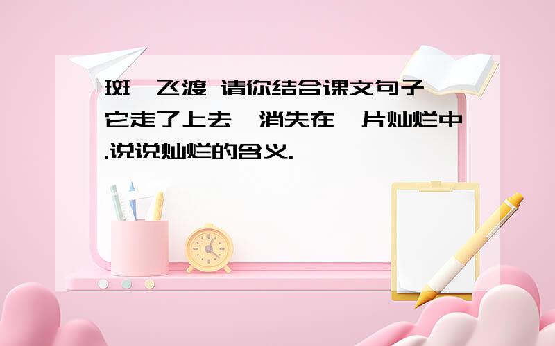 斑羚飞渡 请你结合课文句子 它走了上去,消失在一片灿烂中.说说灿烂的含义.