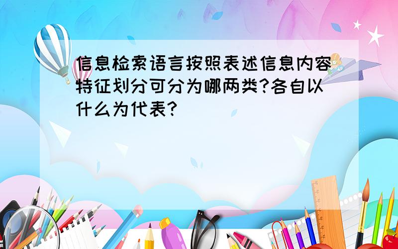 信息检索语言按照表述信息内容特征划分可分为哪两类?各自以什么为代表?