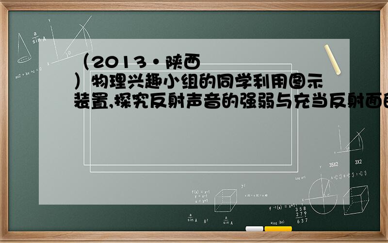 （2013•陕西）物理兴趣小组的同学利用图示装置,探究反射声音的强弱与充当反射面的材料是否有关．它们将发声的