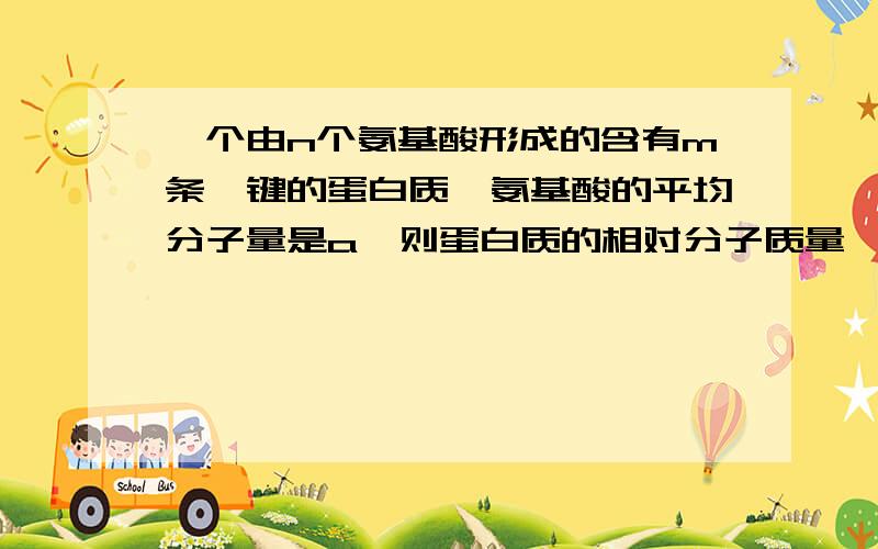 一个由n个氨基酸形成的含有m条肽键的蛋白质,氨基酸的平均分子量是a,则蛋白质的相对分子质量