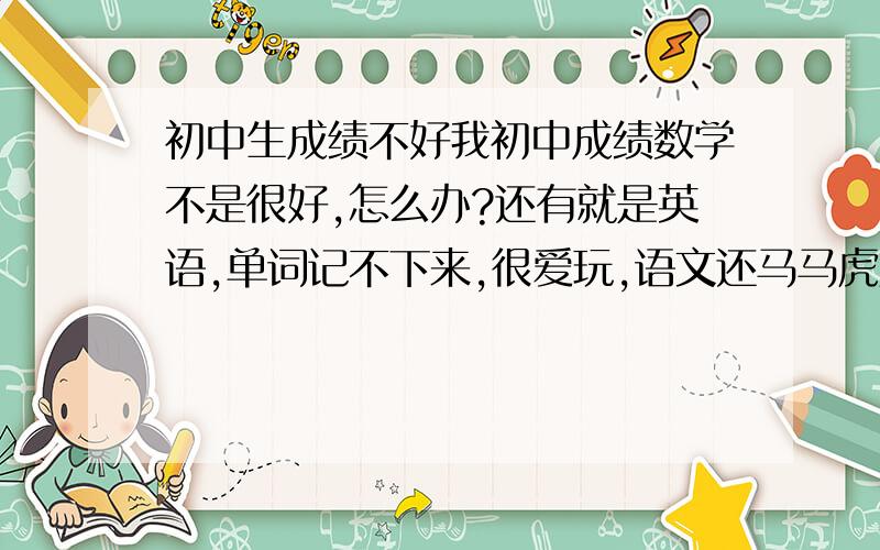 初中生成绩不好我初中成绩数学不是很好,怎么办?还有就是英语,单词记不下来,很爱玩,语文还马马虎虎,写作业时爱边写边玩,大