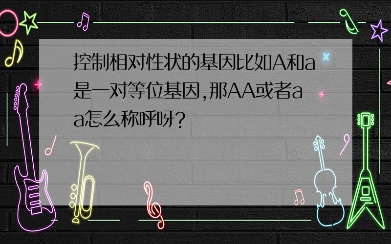 控制相对性状的基因比如A和a是一对等位基因,那AA或者aa怎么称呼呀?