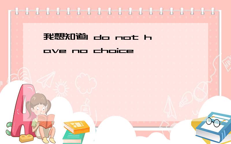 我想知道l do not have no choice