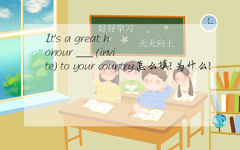 It's a great honour ___(invite) to your country.怎么填?为什么?