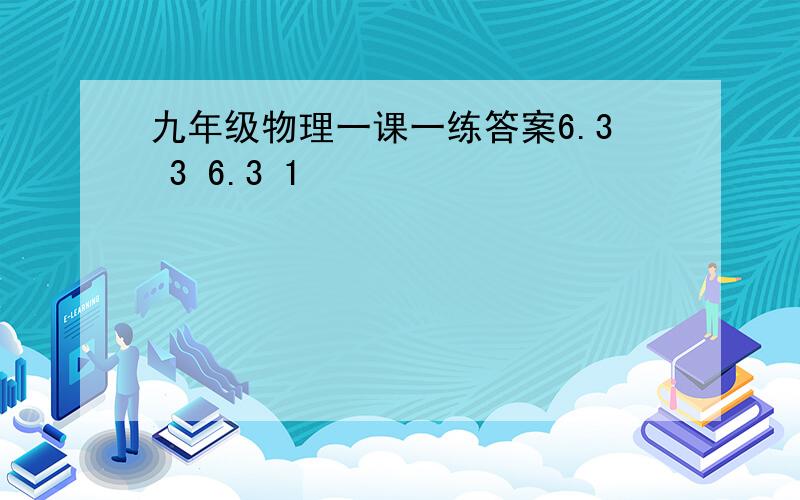 九年级物理一课一练答案6.3 3 6.3 1