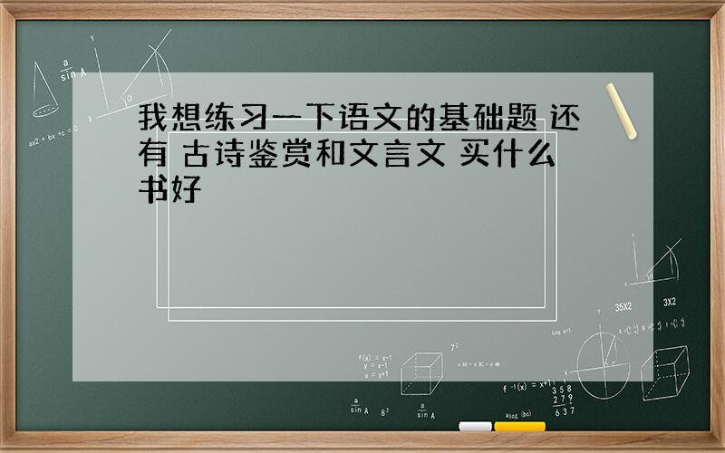 我想练习一下语文的基础题 还有 古诗鉴赏和文言文 买什么书好