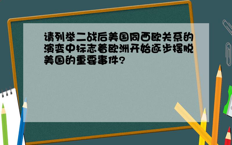 请列举二战后美国同西欧关系的演变中标志着欧洲开始逐步摆脱美国的重要事件?