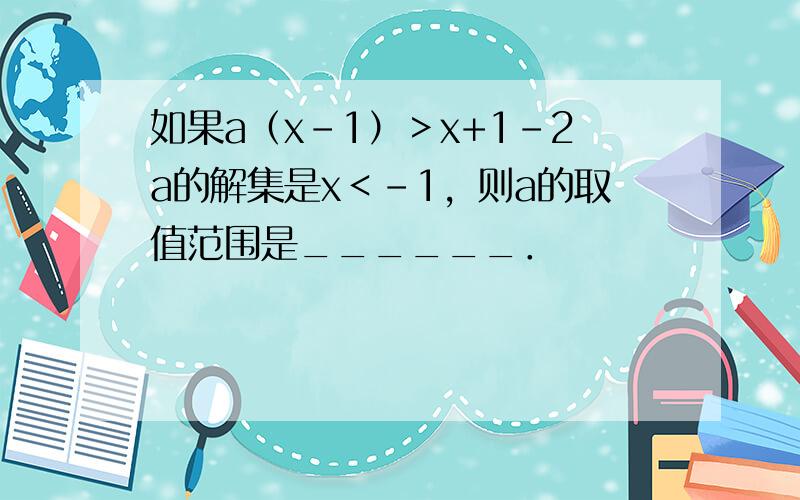 如果a（x-1）＞x+1-2a的解集是x＜-1，则a的取值范围是______．