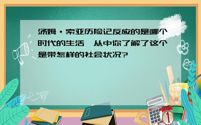 汤姆·索亚历险记反应的是哪个时代的生活,从中你了解了这个是带怎样的社会状况?