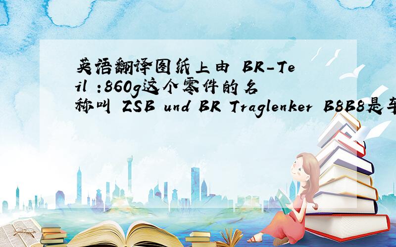 英语翻译图纸上由 BR-Teil :860g这个零件的名称叫 ZSB und BR Traglenker B8B8是车型