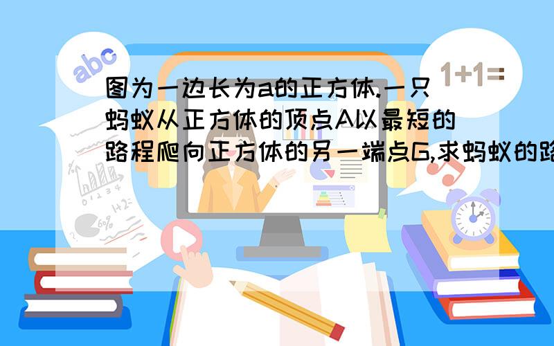 图为一边长为a的正方体.一只蚂蚁从正方体的顶点A以最短的路程爬向正方体的另一端点G,求蚂蚁的路程和位移.