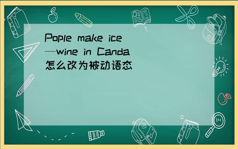 Pople make ice—wine in Canda怎么改为被动语态