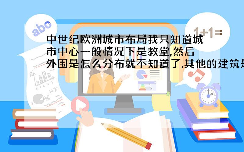 中世纪欧洲城市布局我只知道城市中心一般情况下是教堂,然后外围是怎么分布就不知道了.其他的建筑是否都有一定的排列顺序?比如