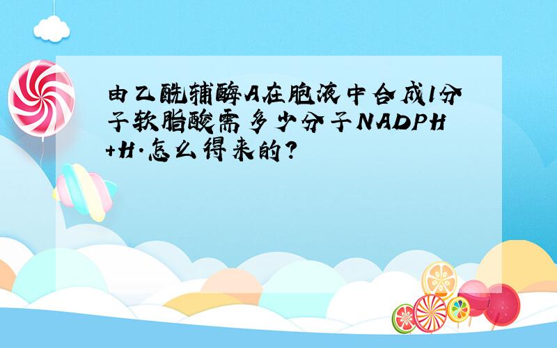 由乙酰辅酶A在胞液中合成1分子软脂酸需多少分子NADPH+H.怎么得来的?