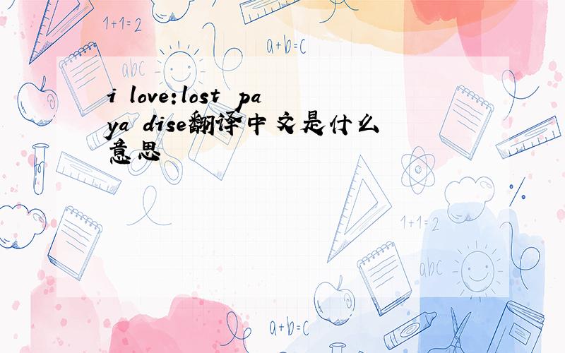 i love:lost paya dise翻译中文是什么意思