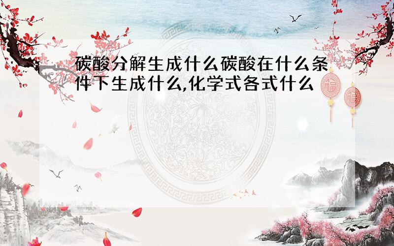 碳酸分解生成什么碳酸在什么条件下生成什么,化学式各式什么