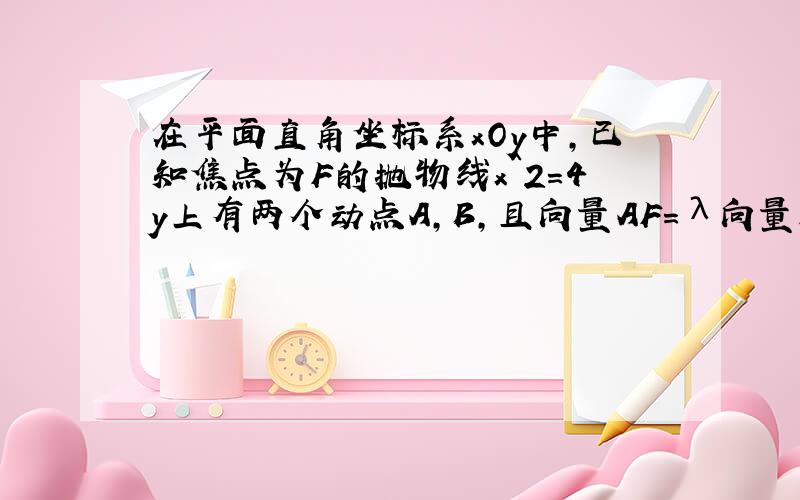 在平面直角坐标系xOy中,已知焦点为F的抛物线x^2=4y上有两个动点A,B,且向量AF=λ向量FB,