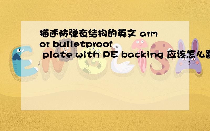 描述防弹衣结构的英文 armor bulletproof plate with PE backing 应该怎么翻译.了解