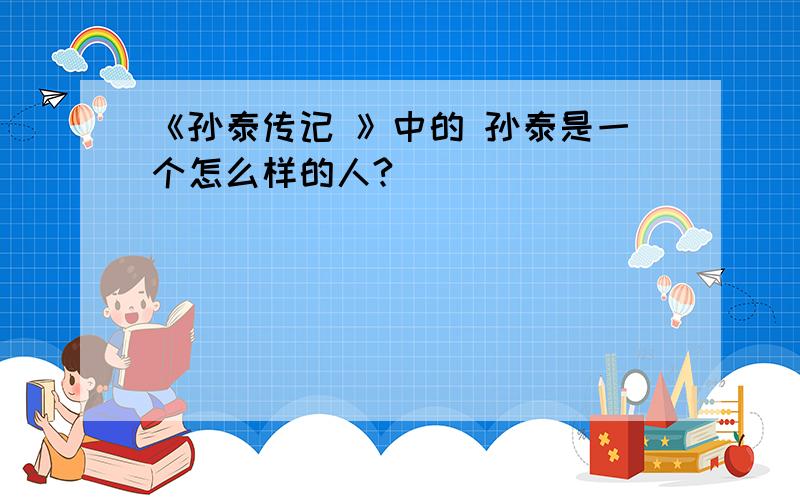 《孙泰传记 》中的 孙泰是一个怎么样的人?