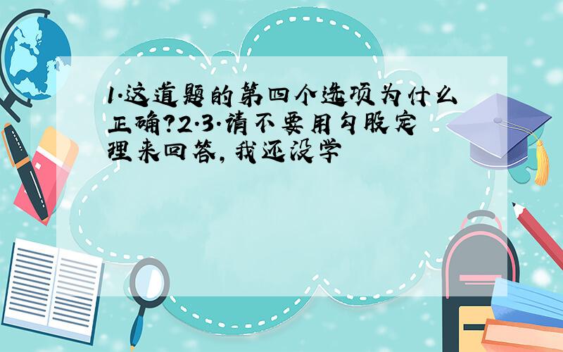 1.这道题的第四个选项为什么正确?2.3.请不要用勾股定理来回答,我还没学