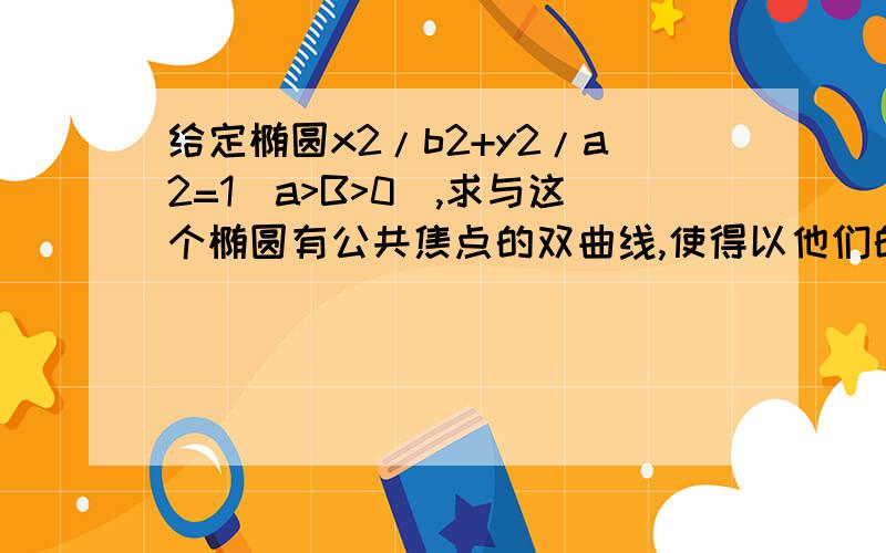 给定椭圆x2/b2+y2/a2=1(a>B>0),求与这个椭圆有公共焦点的双曲线,使得以他们的交点为顶点的四边形面积最大