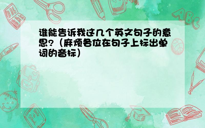 谁能告诉我这几个英文句子的意思?（麻烦各位在句子上标出单词的音标）