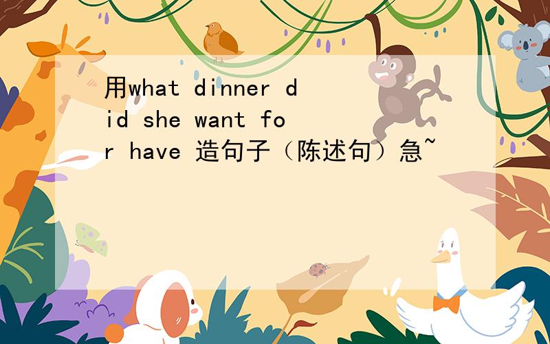 用what dinner did she want for have 造句子（陈述句）急~