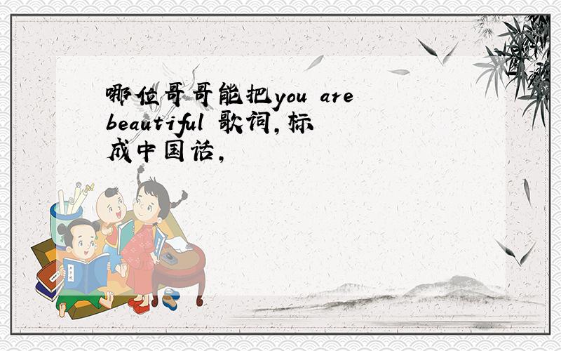 哪位哥哥能把you are beautiful 歌词,标成中国话,